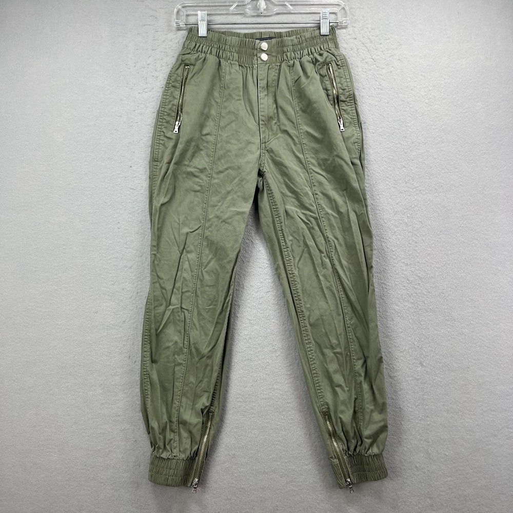 Abercrombie & Fitch Pants Womens XS Olive Green Jogger Elastic Waist Utility Zip